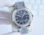 Copy Patek Philippe Aquanaut Black Dial Diamond Bezel Steel Strap Watch 42mm
